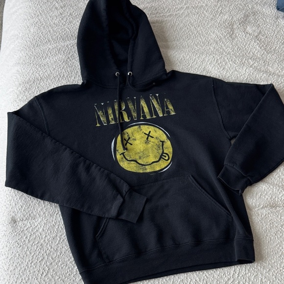 NIRVANA Black Hoodie with Yellow Smiley - Picture 5 of 8